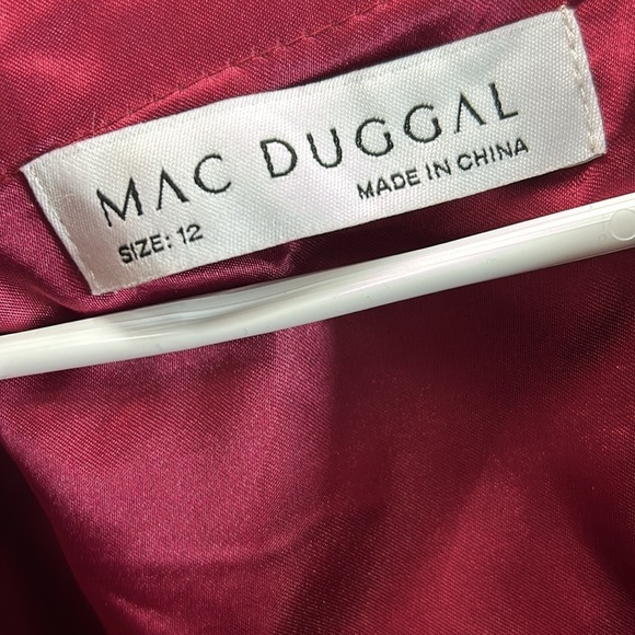 Mac Duggal 67873 NWOT SHEER BLOUSON SLEEVE SURPLICE GOWN - garnet - Picture 7 of 7